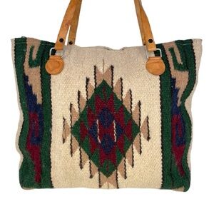 Southwestern Wool Woven Tote Bag Large Aztec Geometric Shoulder Purse‎